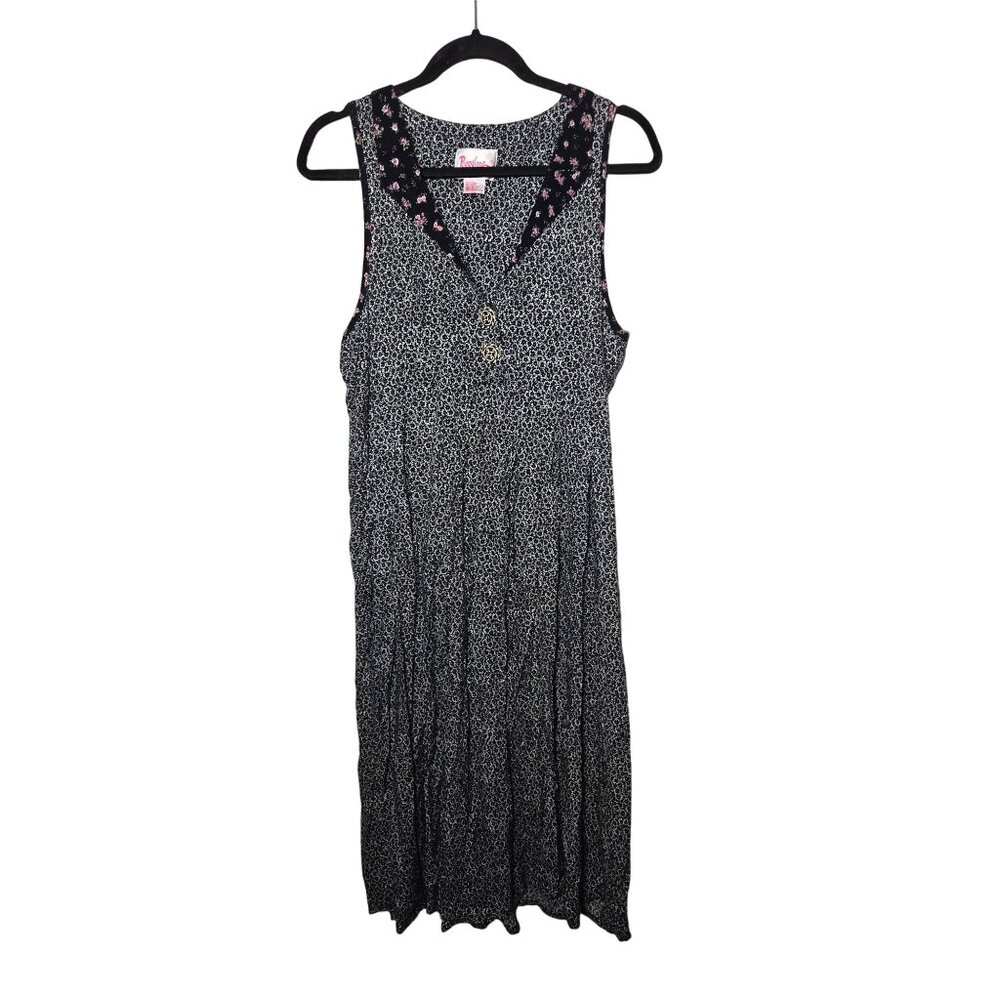 Vintage PennyLane Womens Sleeveless‎ Floral Midi Dress Size Medium Boho Cottage